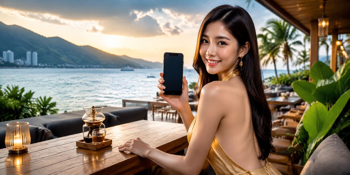 Người dùng tại Đà Nẵng nhâm nhi cà phê và kiểm tra voucher hoàn tiền trên điện thoại
