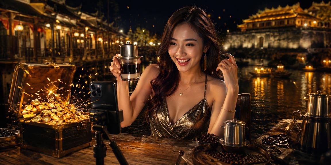 Người chơi tại Huế ngồi cà phê, theo dõi ưu đãi voucher casino trên điện thoại
