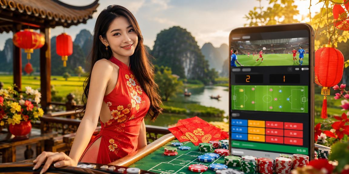 Không khí lễ hội Tết tại Ninh Bình với đèn lồng đỏ và bao lì xì may mắn